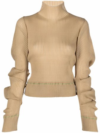 Shop Bottega Veneta ribbed-knit high-neck jumper with Express Delivery - FARFETCH