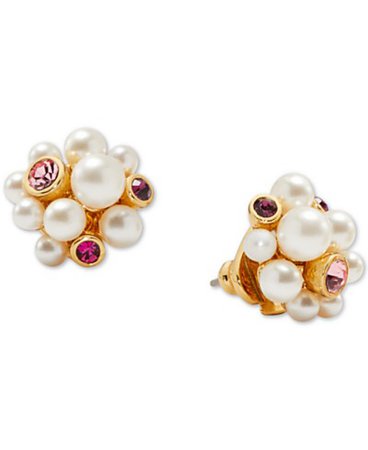 kate spade new york Silver-Tone Imitation Pearl & Crystal Cluster Stud Earrings & Reviews - Earrings - Jewelry & Watches - Macy's