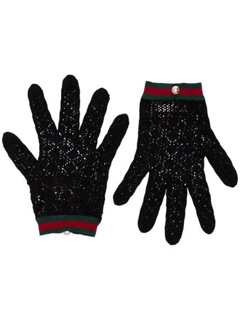 Gucci black crochet pearl button gloves $490 - Buy Online SS19 - Quick Shipping, Price