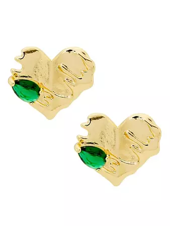 Shop Alexa Leigh 14K-Gold-Filled & Cubic Zirconia Heart Stud Earrings | Saks Fifth Avenue