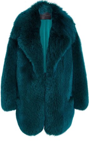 turqoise fur coat