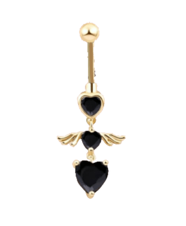 Black Hearts with Wings Piercing