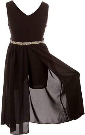 Amazon.com: BluNight Collection Little Girls Sleeveless V Neck Rhinestones Maxi Skirt Short Jumpsuit Romper USA: Clothing