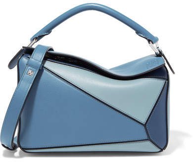 Puzzle Small Color-block Textured-leather Shoulder Bag - Blue