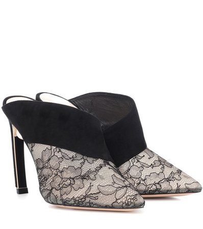 Mira Pearl lace and velvet mule