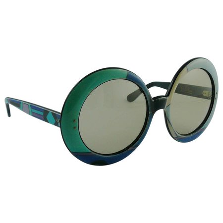 Emilio Pucci Vintage Oversized Iconic Psychedelic Pastel Print Sunglasses For Sale at 1stDibs