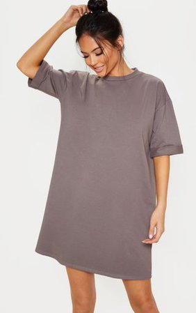 Charcoal Oversized Boyfriend T Shirt Dress | PrettyLittleThing