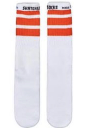 SkaterSocks Logo Tube Socks w/ Orange Stripes