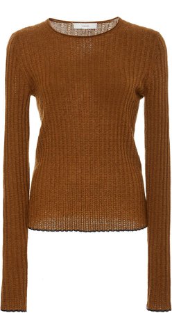 Vince Ribbed Long-Sleeve Cashmere Top Size: XXS
