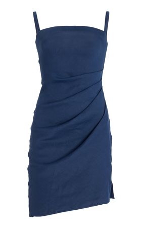 The Nadege Asymmetric Linen-Blend Mini Dress By Anemos | Moda Operandi