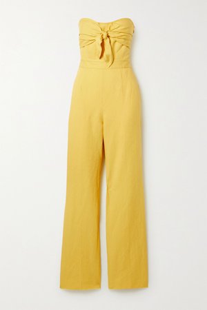 Yellow Alene strapless linen, Lyocell and cotton-blend twill jumpsuit | 10 Crosby by Derek Lam | NET-A-PORTER