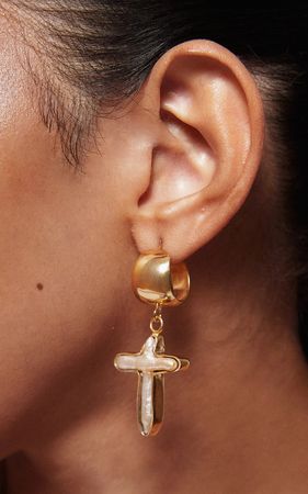 Mudd Pearl Large 14k Gold-Plated Earrings By Mudd Pearl | Moda Operandi
