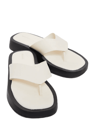 PLT Cream Chunky Sandal Toe Post Flip Flops