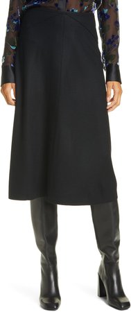 Yan Wool A-Line Midi Skirt