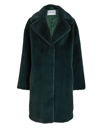 STAND Camille Faux Fur Coat In Green | INTERMIX®