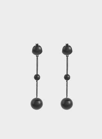 Black Metallic Sphere Crystal-Embellished Drop Earrings - CHARLES & KEITH US