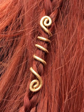 2pcs Viking Brass Hair Bead Hair Ring Spiral Tribal Style | Etsy
