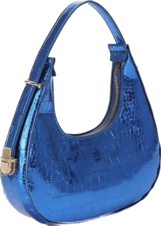 metallic blue bag
