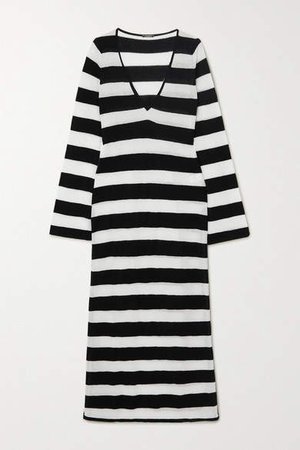 Striped Cotton-blend Maxi Dress - White