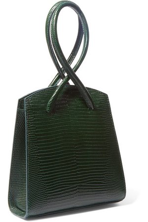LITTLE LIFFNER Twisted mini lizard-effect leather tote