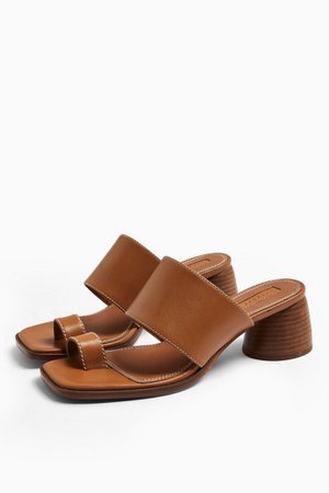 VILLAGE Tan Leather Toe Loop Sandals | Topshop