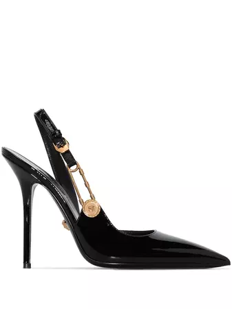 Versace 110mm safety-pin Leather Pumps - Farfetch