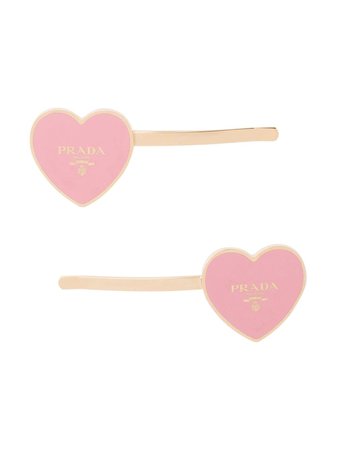 Pink Prada Heart Hair Pins | Farfetch.com