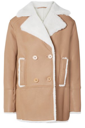 REMAIN Birger Christensen | Ray double-breasted shearling jacket | NET-A-PORTER.COM