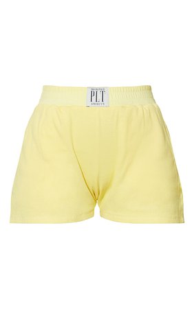 *clipped by @luci-her* Yellow Ribbed Lounge Shorts | PrettyLittleThing USA