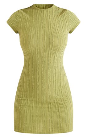 Olive Textured Rib Cap Sleeve Bodycon Dress | PrettyLittleThing USA
