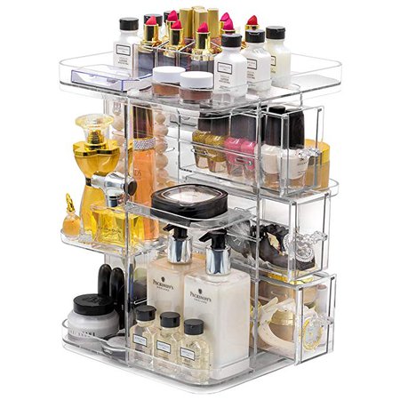 Amazon.com: Sorbus Rotating Makeup Organizer, 360° Rotating Adjustable Carousel Storage for Cosmetics, Toiletries, and More — Great for Vanity, Bathroom, Bedroom, Closet, Kitchen (Square Organizer - Clear): Home & Kitchen