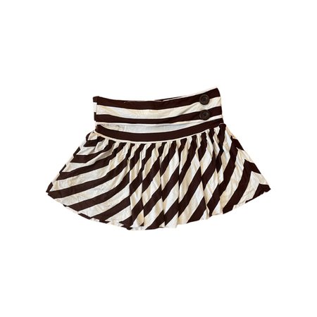 brown and white striped mini skirt