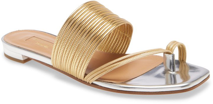Sunny Metallic Strappy Toe Loop Sandal