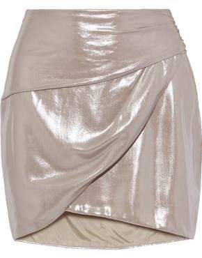 Wrap-effect Lame Mini Skirt