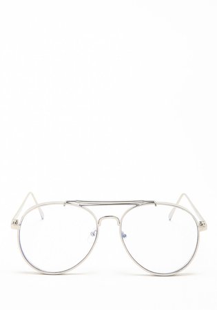 Junior Clothing | Silver Thick Frame Clear Aviator Glasses | Loveculture.com