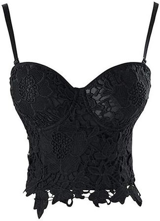 Amazon.com: VEENDEO Chenyi Women's Floral Lace Bustier Crop Top Punk Gothic Corset Bra Tops (M, Black): Clothing, Shoes & Jewelry