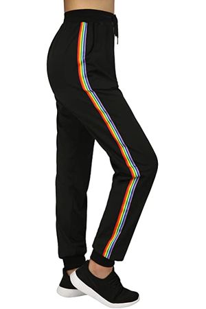 SweatyRocks Women's Drawstring Waist Striped Side Jogger Sweatpants with Pockets, Black, X-Large at Amazon Women’s Clothing store