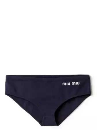 Miu Miu logo-embroidered Bikini Bottoms - Farfetch