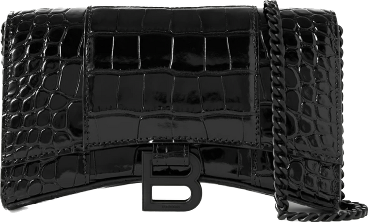 Balenciaga hour-glass croc effect leather shoulder bag
