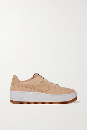 Sand Air Force 1 Sage suede sneakers | Nike | NET-A-PORTER