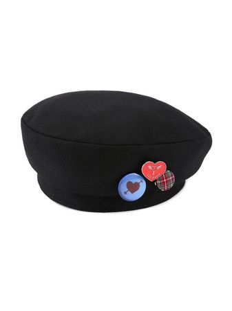 [CLUT STUDIO클럿 스튜디오]0 7 punk pin button beret - BLACK