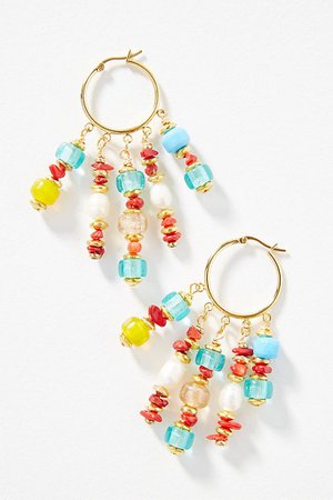 Ayana Designs Beaded Coral Drop Earrings | Anthropologie