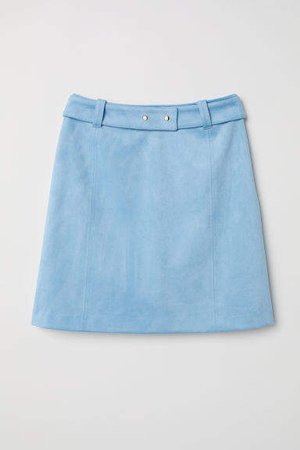 Faux Suede Skirt - Turquoise