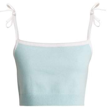 Joostricot - Cropped Cotton Blend Cami Top - Womens - Light Green