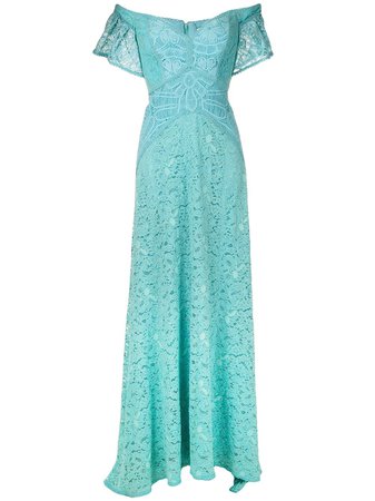 Shop blue Martha Medeiros Rafaela lace gown with Express Delivery - Farfetch
