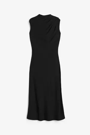 Draped satin dress - Black - Ladies | H&M US