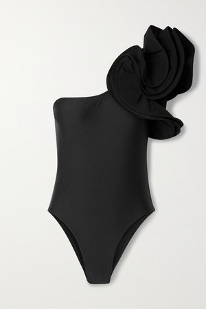 Carmen Ruffled One-shoulder Swimsuit - Black