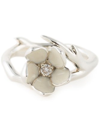 Shaun Leane sterling silver Cherry Blossom diamond flower ring - FARFETCH Australia