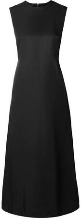 Open-back Satin-crepe Midi Dress - Black