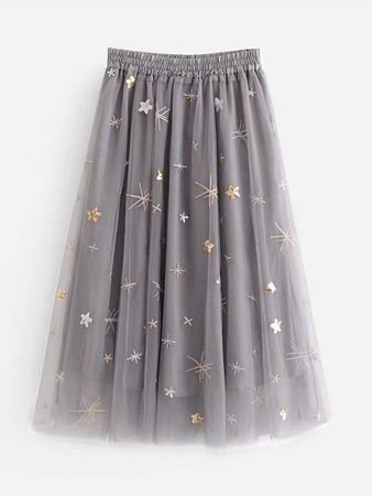 Embroidered Mesh Skirt | SHEIN